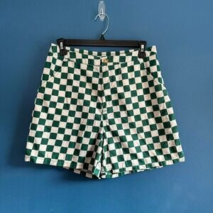 Wild Fable Shorts Women's Size Small Checkered Green White‎ High Rise Patterned